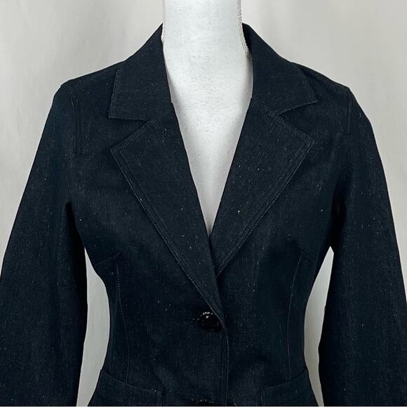 Anthropologie Nicole Miller Cottage Boho Cropped Blazer Jean Jacket NWT Size 4 - Picture 2 of 11